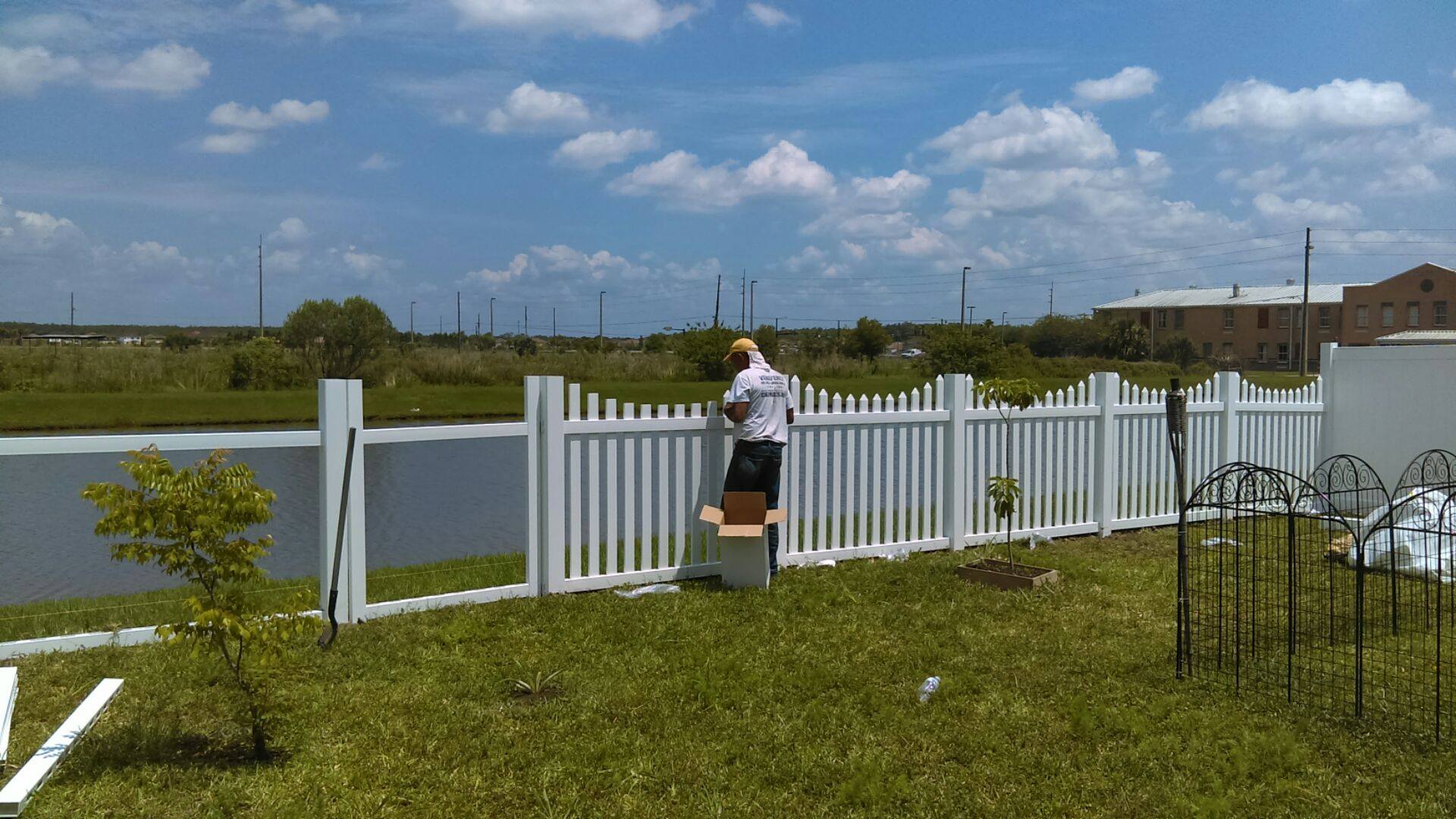Vinyl picket fence project by Fence Warehouse and Supply